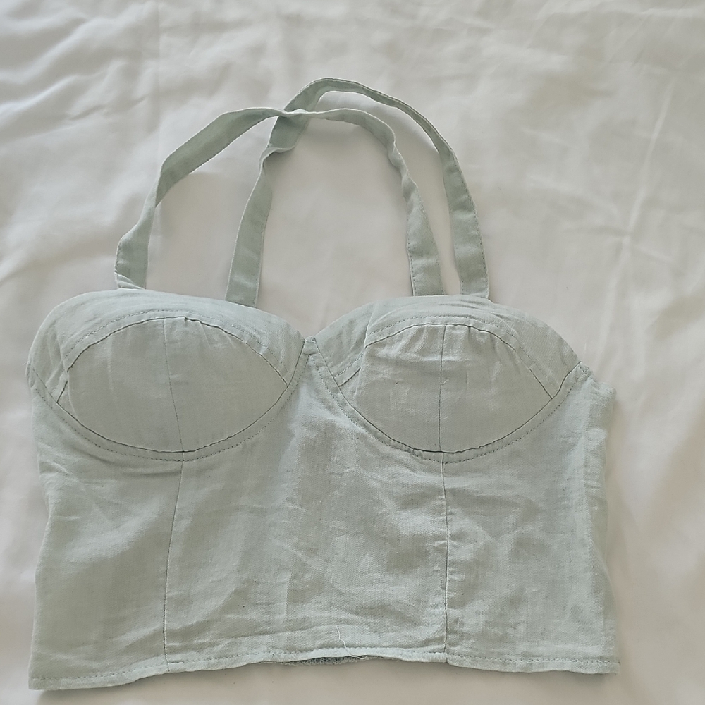Women’s Sage Bustier Crop Top with Supportive Cups